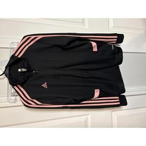 Adidas Black and Pink Track Jacket Size Large 427